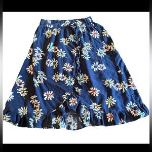 Hanna Andersson Girl's Faux Wrap Ruffle Skirt in Navy Floral size 10